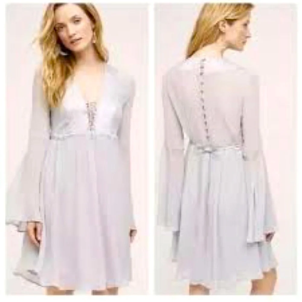 Anthropologie Ghost London Pale Blue Dress with Bell Sleeves - Picture 1 of 12